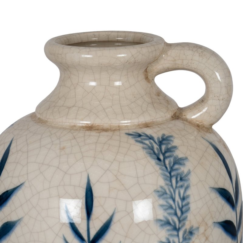 Blue Flora Amphora Jug Vase - Blue Ceramic Decorative Vase - Vases - British D'sire
