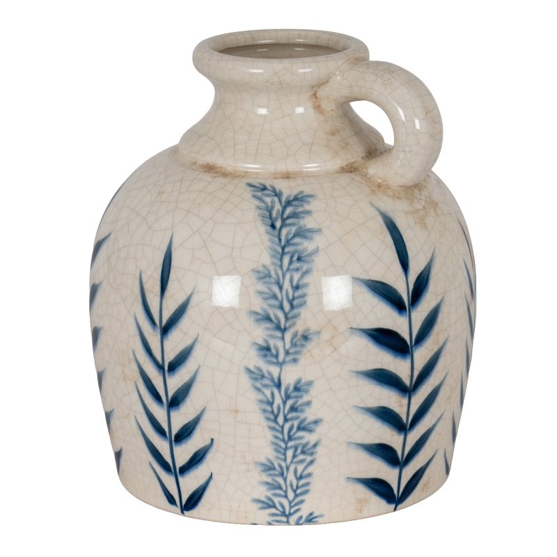 Blue Flora Amphora Jug Vase - Blue Ceramic Decorative Vase - Vases - British D'sire