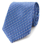 Blue Herringbone Silk - Jacquard Tie - All Products - British D'sire