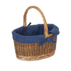 Blue Lined Country Oval Wicker Shopping Basket - Shopping Baskets - British D'sire