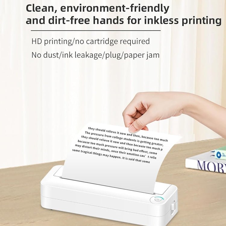 Bluetooth Connection Inkless A4 Printer Portable Mini Student Office Home Photo Printer, Model: X8 - British D'sire