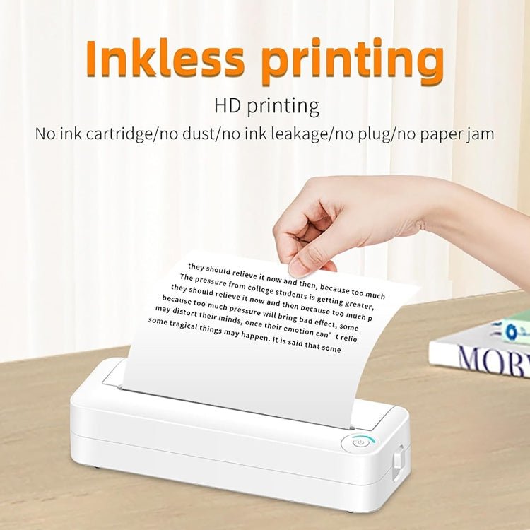 Bluetooth Connection Inkless A4 Printer Portable Mini Student Office Home Photo Printer, Model: X8 - British D'sire