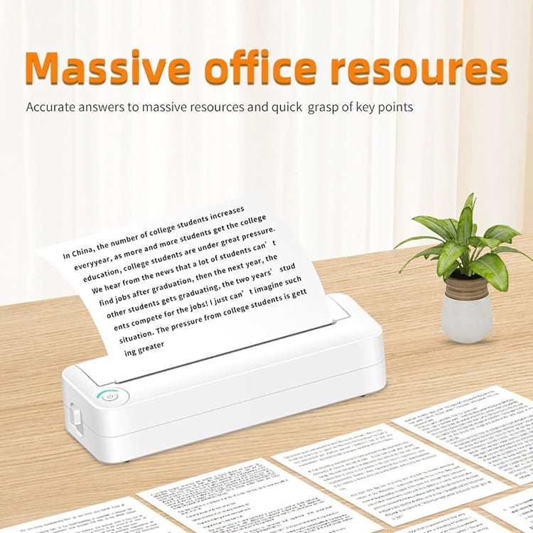 Bluetooth Connection Inkless A4 Printer Portable Mini Student Office Home Photo Printer, Model: X8 - British D'sire