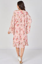 Blush Pink Floral Pleated Smock Dress - Dresses - British D'sire
