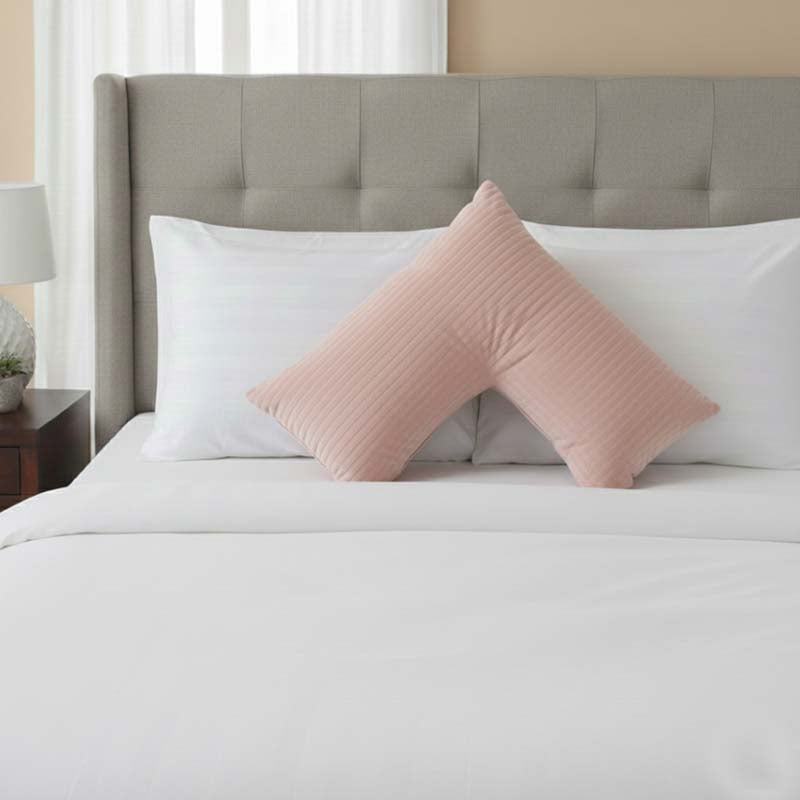 Microfibre Soft Touch V Shape Satin Stripe Pillowcase - Blush Pink Main image