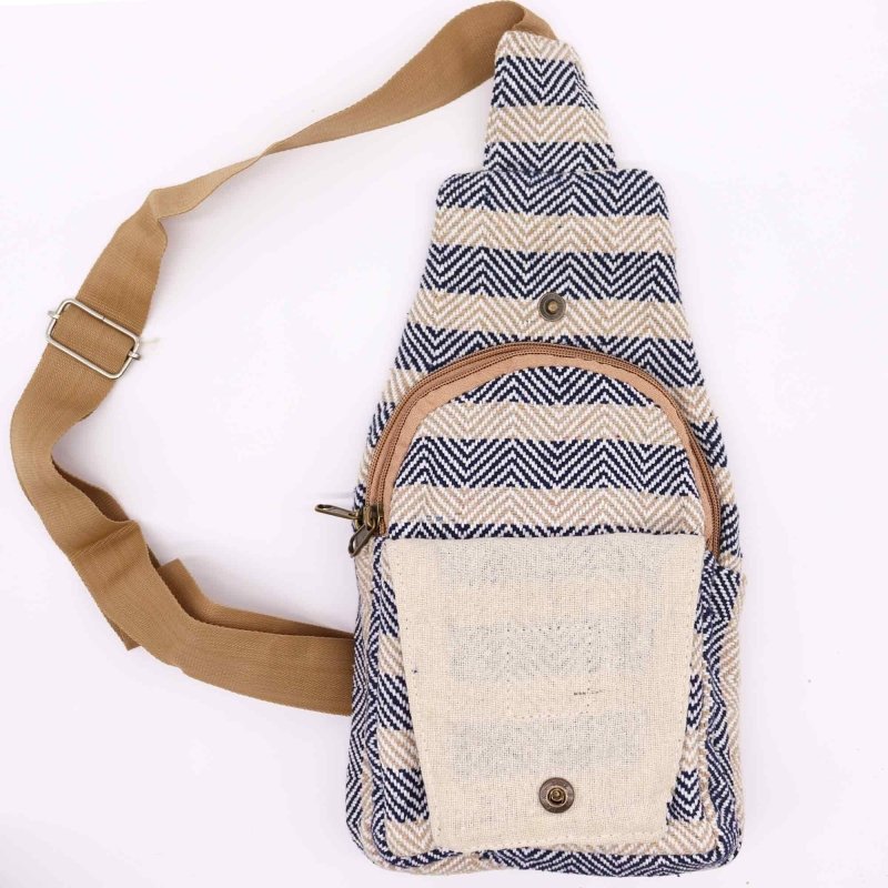 Body Cross Bag Cotton - Tan & Navy Secondary image