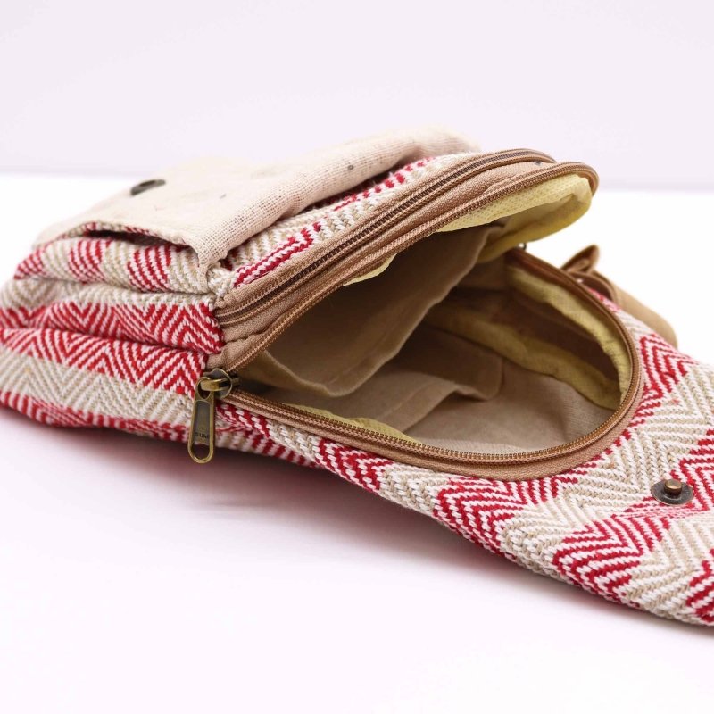 Body Cross Bag Cotton - Tan & Pink - Natural Cotton Cross-Body Bags - British D'sire