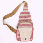 Body Cross Bag Cotton - Tan & Pink - Natural Cotton Cross-Body Bags - British D'sire