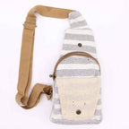 Body Cross Bag Natural Cotton - Grey & White - Natural Cotton Cross-Body Bags - British D'sire