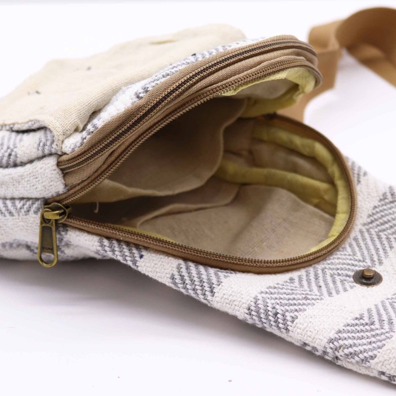 Body Cross Bag Natural Cotton - Grey & White - Natural Cotton Cross-Body Bags - British D'sire