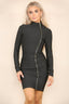 Bodycon Zip Bandage Dress - mini dress - British D'sire