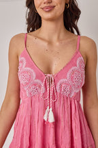 Bohemian Lace Detail Mini Dress - Dresses - British D'sire