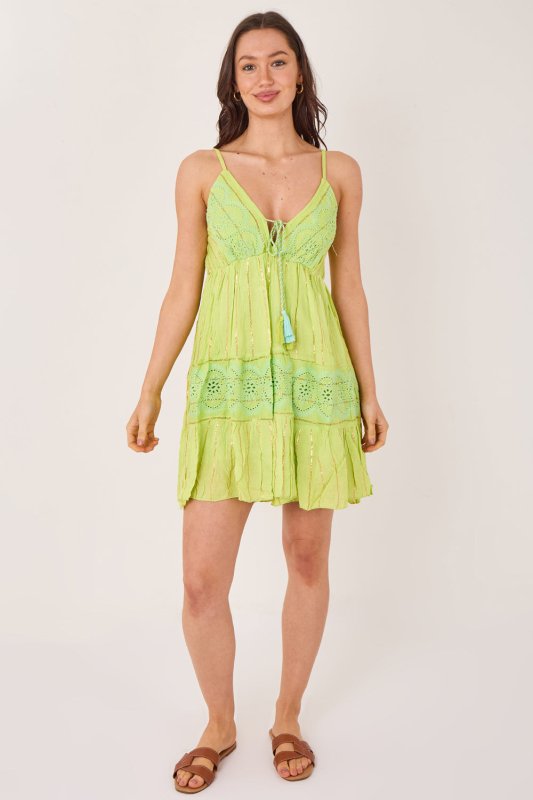Bohemian Lace Detail Mini Dress - Dresses - British D'sire