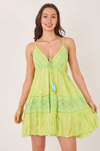 Bohemian Lace Detail Mini Dress - Dresses - British D'sire