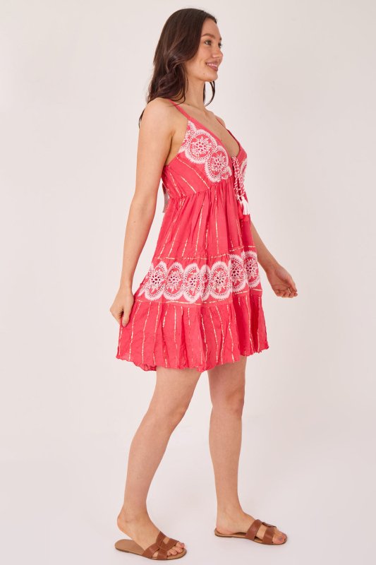 Bohemian Lace Detail Mini Dress - Dresses - British D'sire