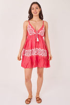 Bohemian Lace Detail Mini Dress - Dresses - British D'sire