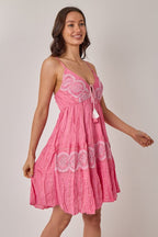 Bohemian Lace Detail Mini Dress - Dresses - British D'sire