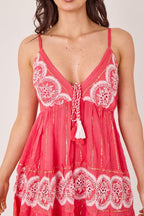 Bohemian Lace Detail Mini Dress - Dresses - British D'sire