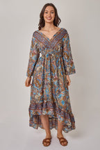 Bohemian Paisley Hi - Low Maxi Dress – 100% Art Silk - Dresses - British D'sire