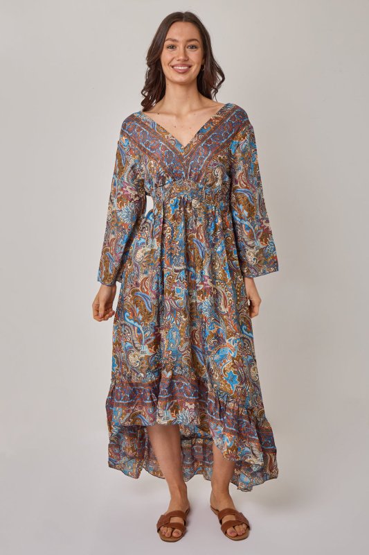 Bohemian Paisley Hi - Low Maxi Dress – 100% Art Silk - Dresses - British D'sire