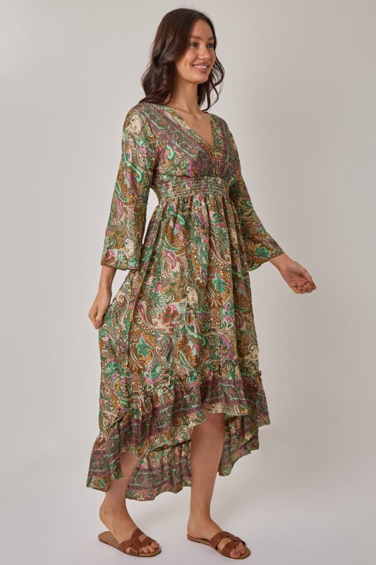 Bohemian Paisley Hi - Low Maxi Dress – 100% Art Silk - Dresses - British D'sire