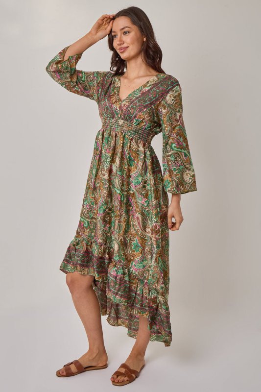 Bohemian Paisley Hi - Low Maxi Dress – 100% Art Silk - Dresses - British D'sire