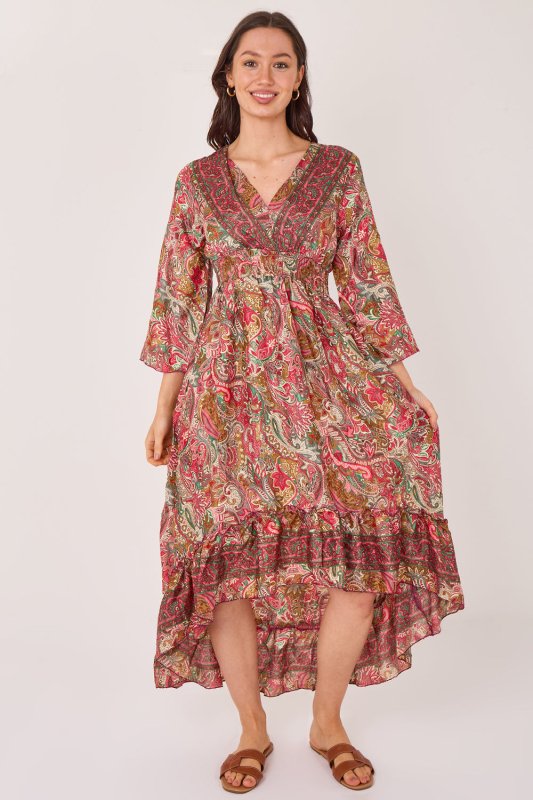 Bohemian Paisley Hi-Low Maxi Dress – 100% Art Silk Secondary image