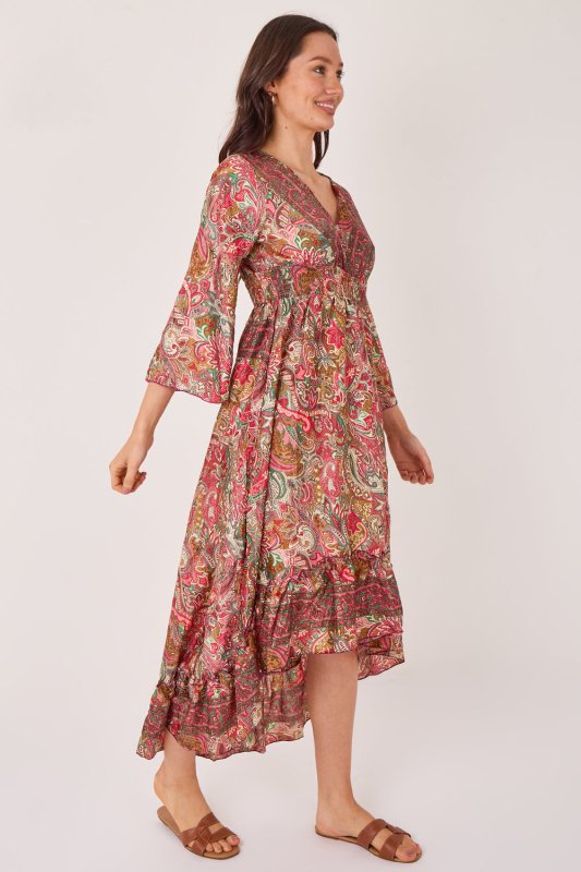 Bohemian Paisley Hi - Low Maxi Dress – 100% Art Silk - Dresses - British D'sire