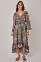 Bohemian Paisley Hi - Low Maxi Dress – 100% Art Silk - Dresses - British D'sire