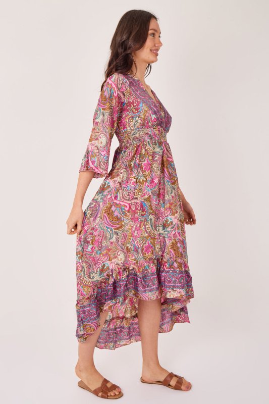 Bohemian Paisley Hi - Low Maxi Dress – 100% Art Silk - Dresses - British D'sire
