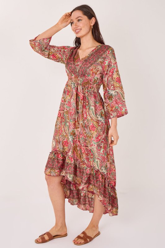 Bohemian Paisley Hi - Low Maxi Dress – 100% Art Silk - Dresses - British D'sire