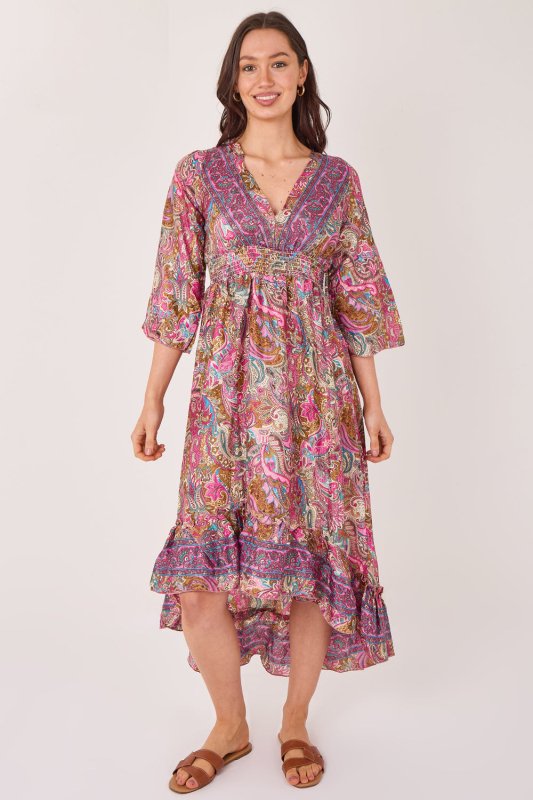 Bohemian Paisley Hi - Low Maxi Dress – 100% Art Silk - Dresses - British D'sire