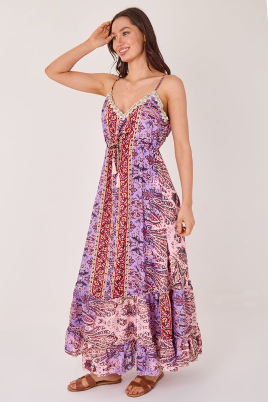 Bohemian Paisley Tassel Detail Tiered Maxi Dress - Dresses - British D'sire