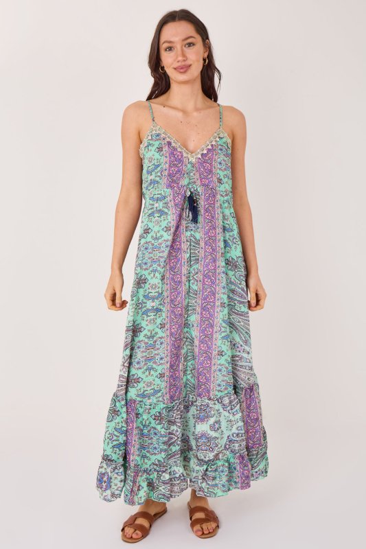 Bohemian Paisley Tassel Detail Tiered Maxi Dress - Dresses - British D'sire Main image