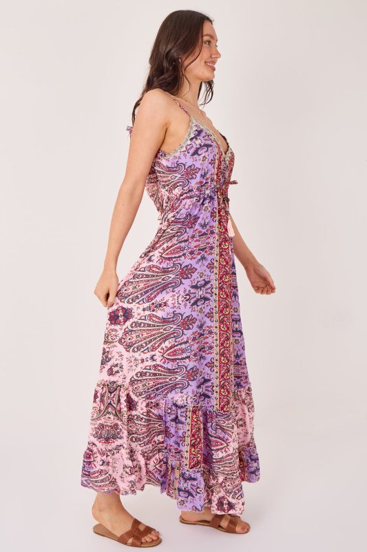 Bohemian Paisley Tassel Detail Tiered Maxi Dress - Dresses - British D'sire