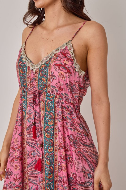 Bohemian Paisley Tassel Detail Tiered Maxi Dress - Dresses - British D'sire