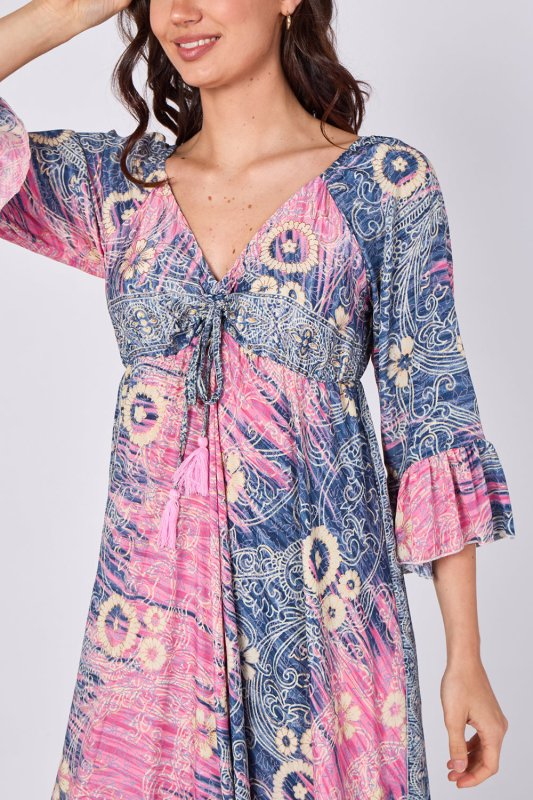Bohemian Tie - Front Maxi Dress - Dresses - British D'sire