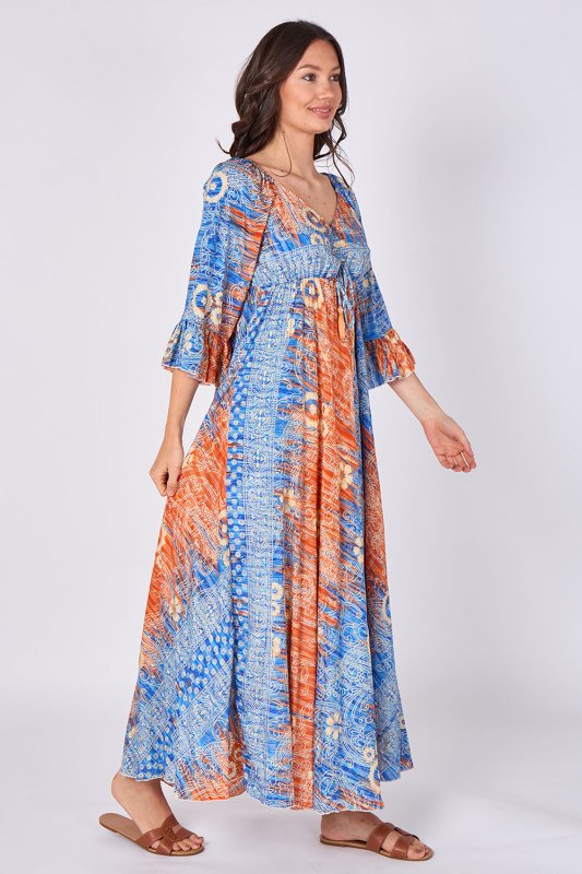 Bohemian Tie - Front Maxi Dress - Dresses - British D'sire