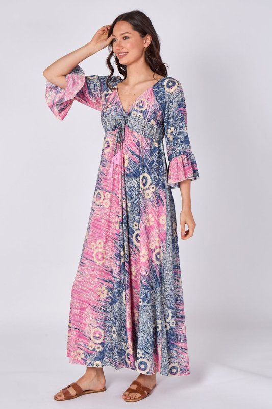 Bohemian Tie - Front Maxi Dress - Dresses - British D'sire