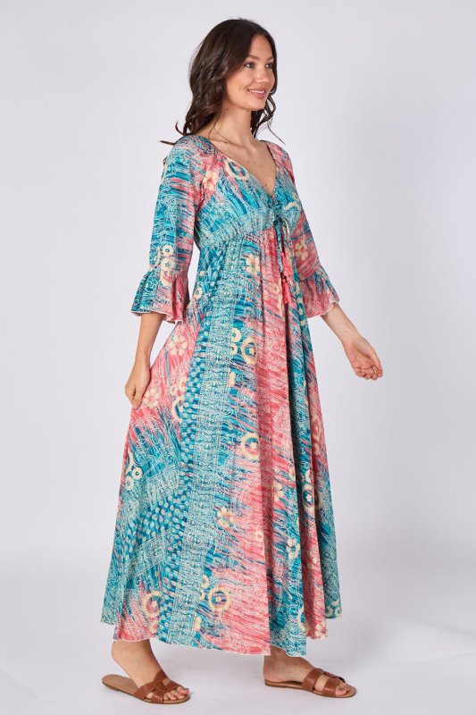 Bohemian Tie - Front Maxi Dress - Dresses - British D'sire