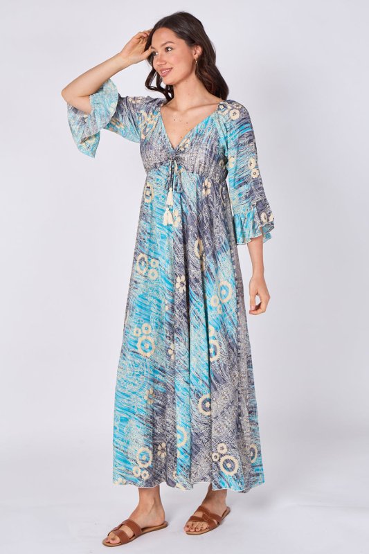 Bohemian Tie - Front Maxi Dress - Dresses - British D'sire
