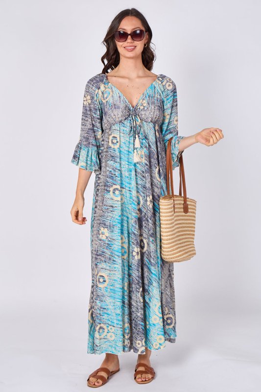 Bohemian Tie - Front Maxi Dress - Dresses - British D'sire