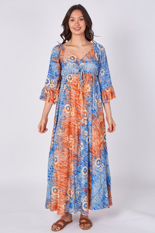 Bohemian Tie - Front Maxi Dress - Dresses - British D'sire