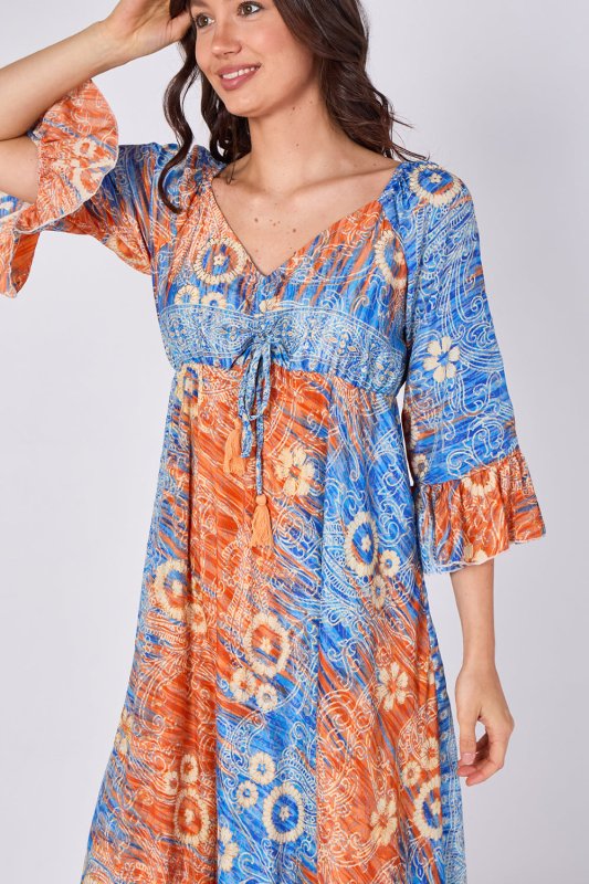 Bohemian Tie - Front Maxi Dress - Dresses - British D'sire