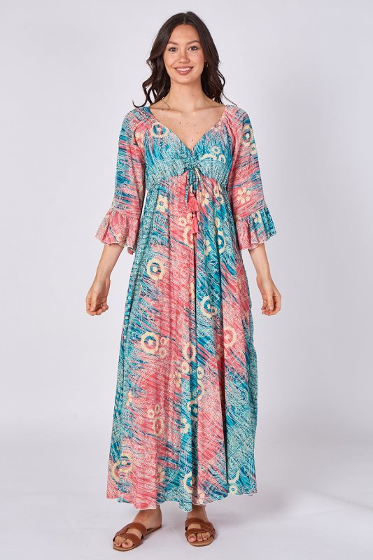 Bohemian Tie - Front Maxi Dress - Dresses - British D'sire