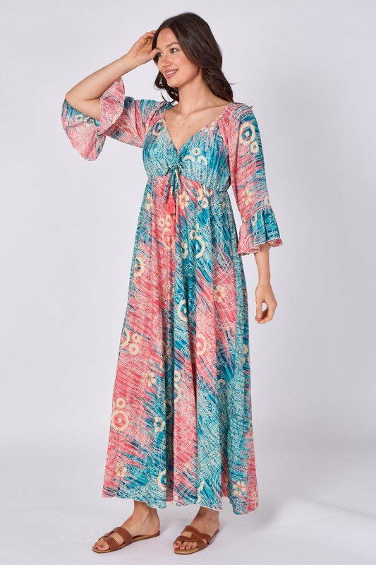 Bohemian Tie - Front Maxi Dress - Dresses - British D'sire