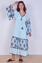 Bohemian Tiered Maxi Dress – Flowy Viscose Elegance - Dresses - British D'sire