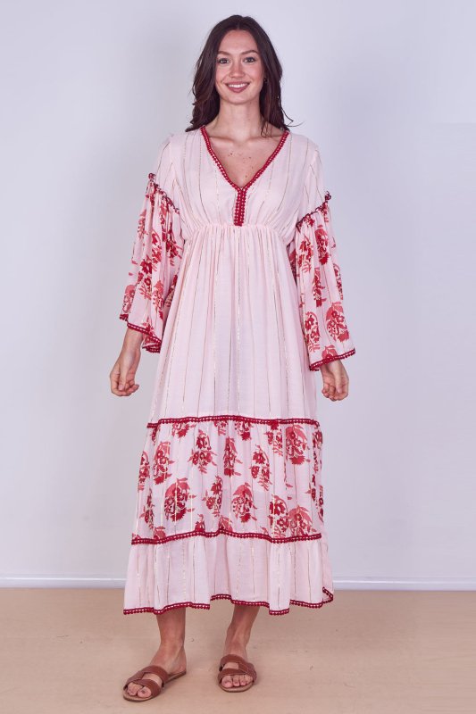 Bohemian Tiered Maxi Dress – Flowy Viscose Elegance - Dresses - British D'sire