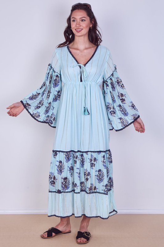 Bohemian Tiered Maxi Dress – Flowy Viscose Elegance - Dresses - British D'sire