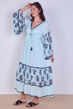 Bohemian Tiered Maxi Dress – Flowy Viscose Elegance - Dresses - British D'sire